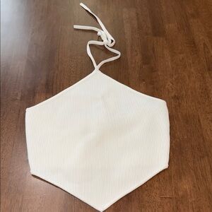 House of Harlow 1960 Luxe Essentials White Bandana Halter Crop Top NWT M Stretch